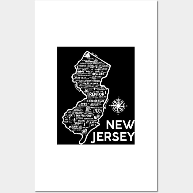 New Jersey map Wall Art by fiberandgloss